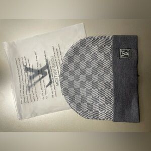 Louis Vuitton Gray Check Knit Beanie
